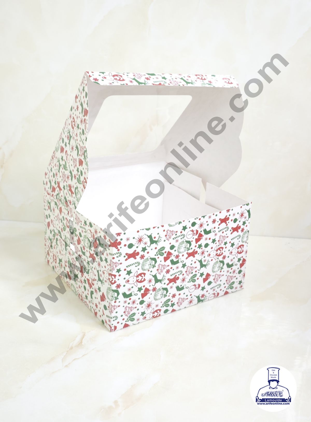 White  Christmas design 1 kg Cake Box (10 x 10 x 5 inch)| Print-01 | Big - 10 Pcs Pack (MOQ 12 PACK)