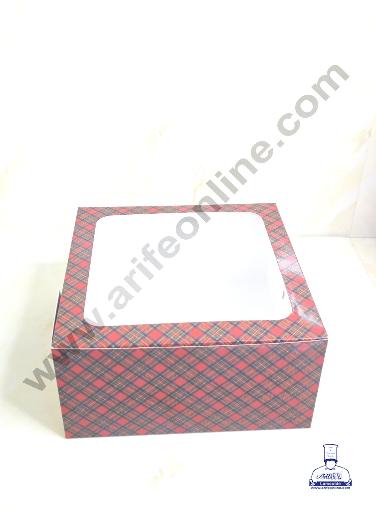 Red & Blue Checks Christmas design 1 kg Cake Box (10 x 10 x 5 inch)| Print-04 | Big - 10 Pcs Pack (MOQ 12 PACK)