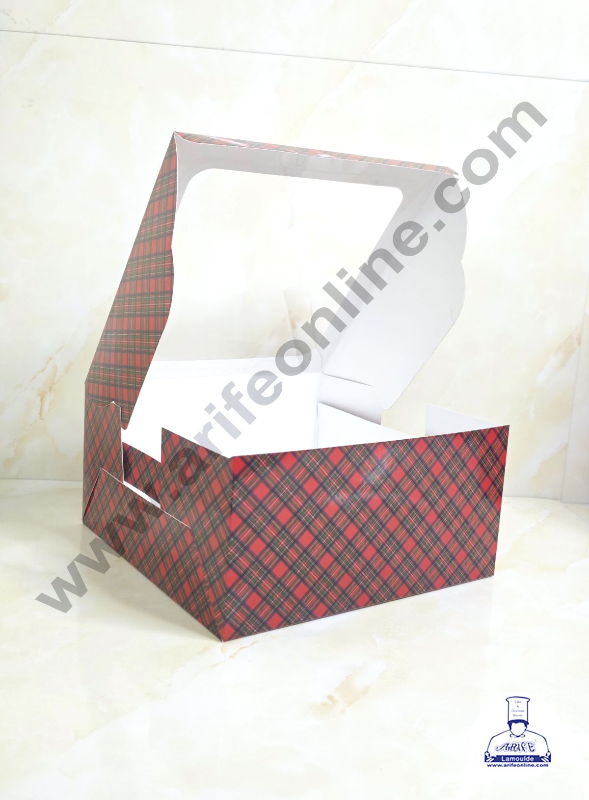 Red & Blue Checks Christmas design 1 kg Cake Box (10 x 10 x 5 inch)| Print-04 | Big - 10 Pcs Pack (MOQ 12 PACK)