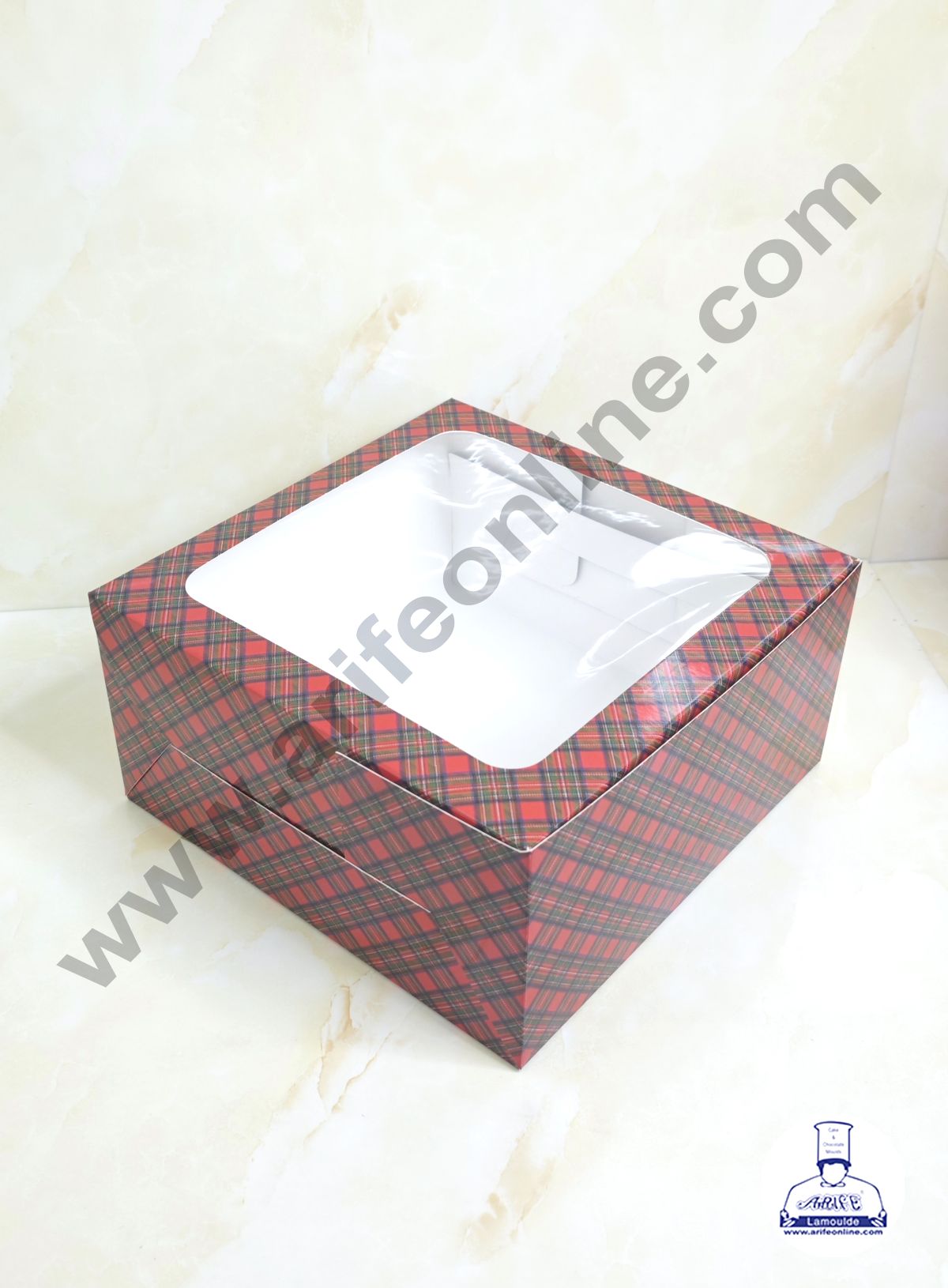 Red & Blue Checks Christmas design 1 kg Cake Box (10 x 10 x 5 inch)| Print-04 | Big - 10 Pcs Pack (MOQ 12 PACK)