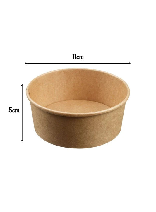 Kraft Paper Round Salad Bowl With Lid (250ML) | 10.5 x 5 cm | Paper Food Container (SB-Salad-250ML) - (MOQ 100 PCS)