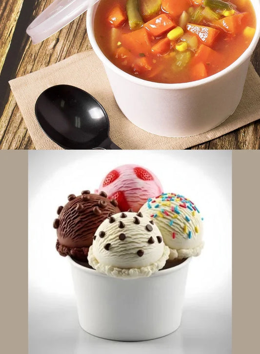 White Paper Round Salad Bowl With Lid (350ML) | 10.5 x 6.5 cm | Paper Food Container (SB-Salad-W-350ML) -(MOQ 100 PCS)