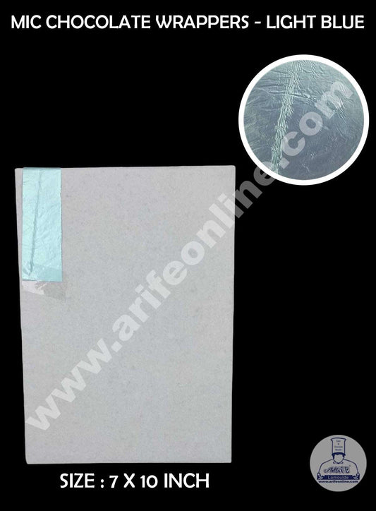 MIC Aluminum Foil Chocolate Wrapper - Light Blue (7x10 Inch) 200 Pcs Pack (MOQ 12 PACK) (RAD)