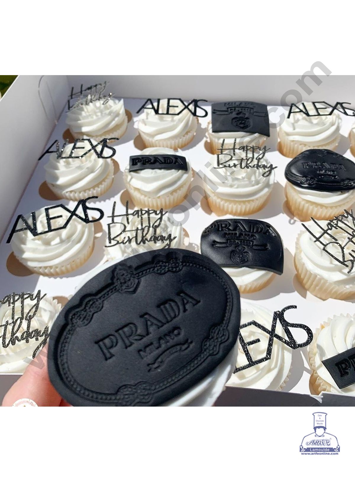 Cake Decor Plastic Prada Logo Shape Embosser Fondant Quilt Biscuit Mold Cookie Cutter For Cupcake Decoration And Cake Decorating Tools(4 Pcs Set)