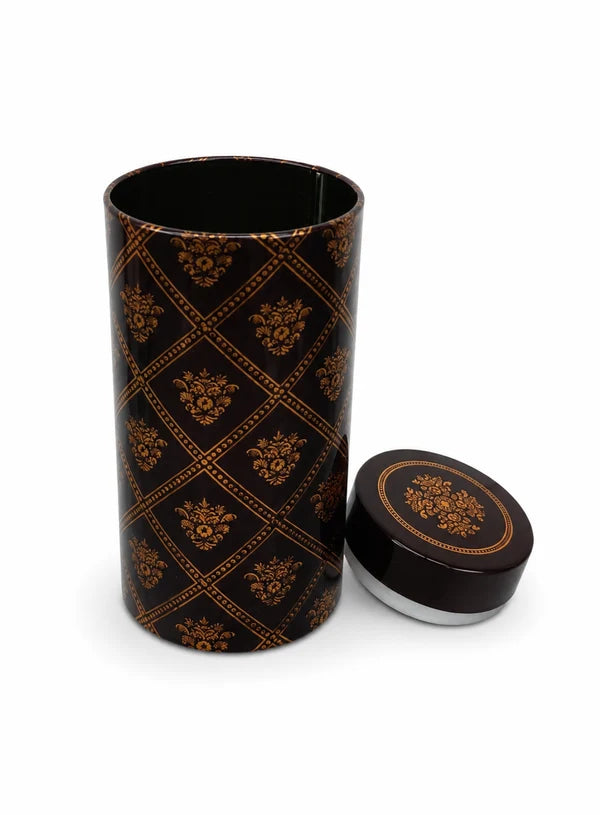 Big Metal Storage Tin Jar with Lid - Brown | (6x3 Inch) | Dry Fruit, Cookie & Snack Packaging (SB-TIN-B-4140) - (MOQ 100 PCS) (FM.10)