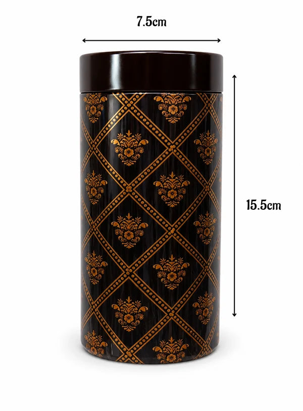 Big Metal Storage Tin Jar with Lid - Brown | (6x3 Inch) | Dry Fruit, Cookie & Snack Packaging (SB-TIN-B-4140) - (MOQ 100 PCS) (FM.10)