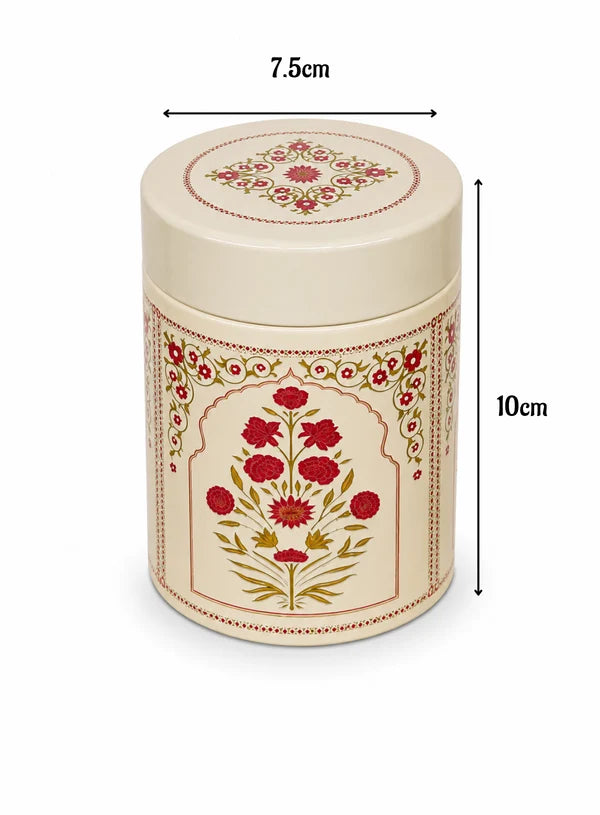 Small Metal Storage Tin Jar with Lid - Cream | (4x3 Inch) | Dry Fruit, Cookie & Snack Packaging (SB-TIN-S-4137) -(MOQ 100 PCS) (FR)