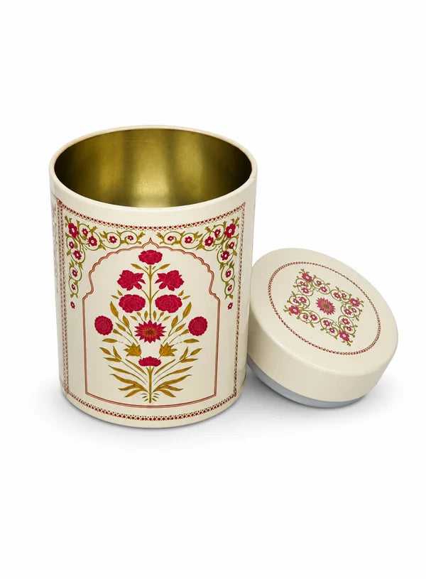 Small Metal Storage Tin Jar with Lid - Cream | (4x3 Inch) | Dry Fruit, Cookie & Snack Packaging (SB-TIN-S-4137) -(MOQ 100 PCS) (FR)