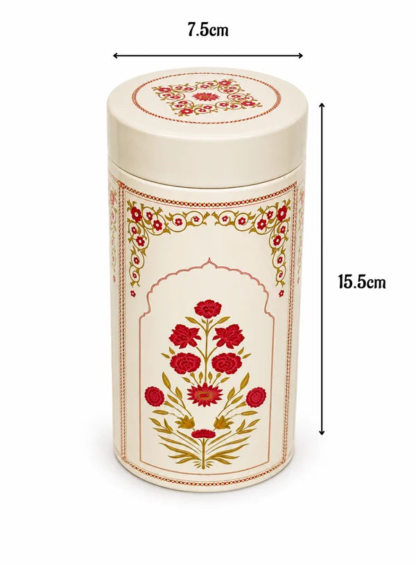 Big Metal Storage Tin Jar with Lid - Cream | (6x3 Inch) | Dry Fruit, Cookie & Snack Packaging (SB-TIN-B-4141) - (MOQ 100 PCS) (FM.10)