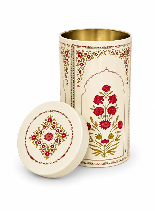 Big Metal Storage Tin Jar with Lid - Cream | (6x3 Inch) | Dry Fruit, Cookie & Snack Packaging (SB-TIN-B-4141) - (MOQ 100 PCS) (FM.10)