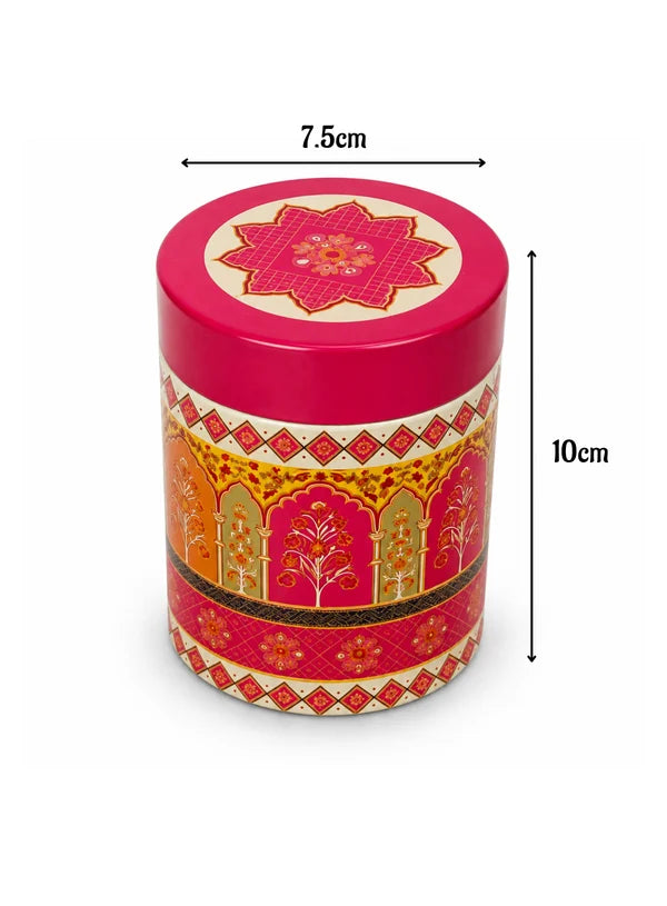 Small Metal Storage Tin Jar with Lid - Pink | (4x3 Inch) | Dry Fruit, Cookie & Snack Packaging (SB-TIN-S-4135) -(MOQ 100 PCS)  (FR)