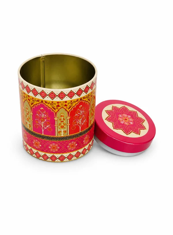 Small Metal Storage Tin Jar with Lid - Pink | (4x3 Inch) | Dry Fruit, Cookie & Snack Packaging (SB-TIN-S-4135) -(MOQ 100 PCS)  (FR)