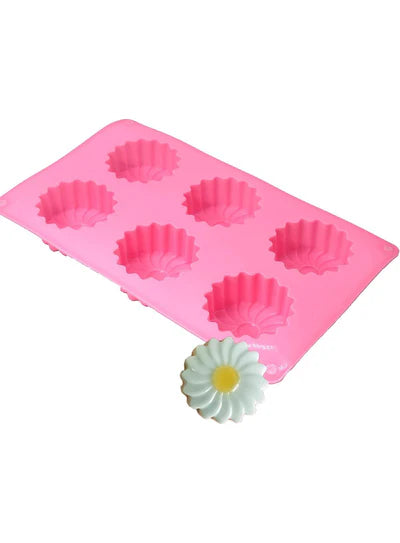 6-Cavity Scalloped Daisy Flower Cup Silicone Mold│SBSM-CK3-009B│