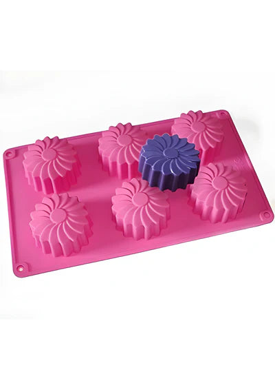 6-Cavity Scalloped Daisy Flower Cup Silicone Mold│SBSM-CK3-009B│