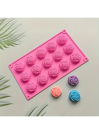Silicon 15 in 1 Rose Shape Muffin Cupcake Mould (MOQ 12 PCS)