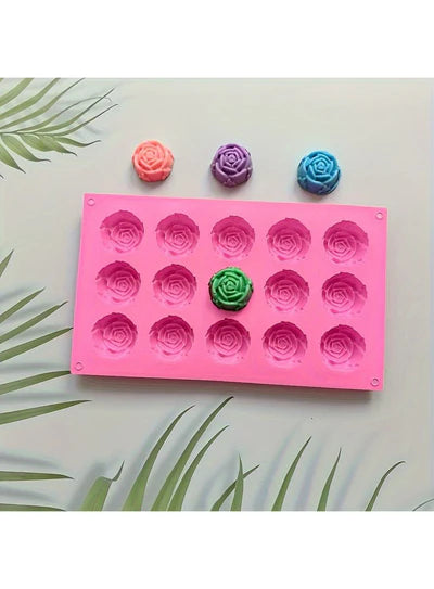 Silicon 15 in 1 Rose Shape Muffin Cupcake Mould (MOQ 12 PCS)