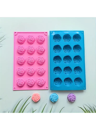 Silicon 15 in 1 Rose Shape Muffin Cupcake Mould (MOQ 12 PCS)