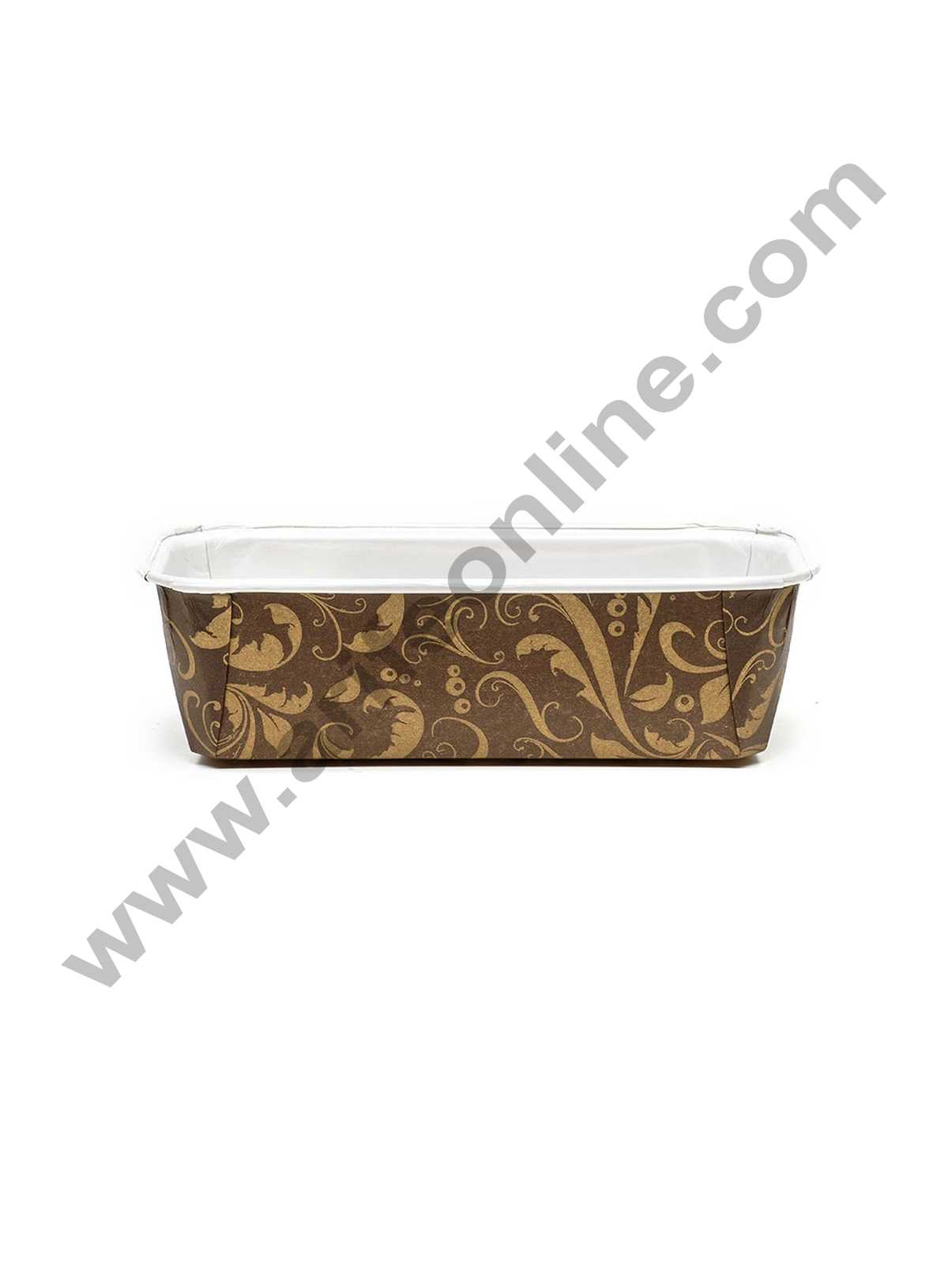 Novacart Bake &amp; Serve Paper Baking Mould By Cake Decor - Brown Light Golden Desgin Plum Cake Mold 10 Pcs