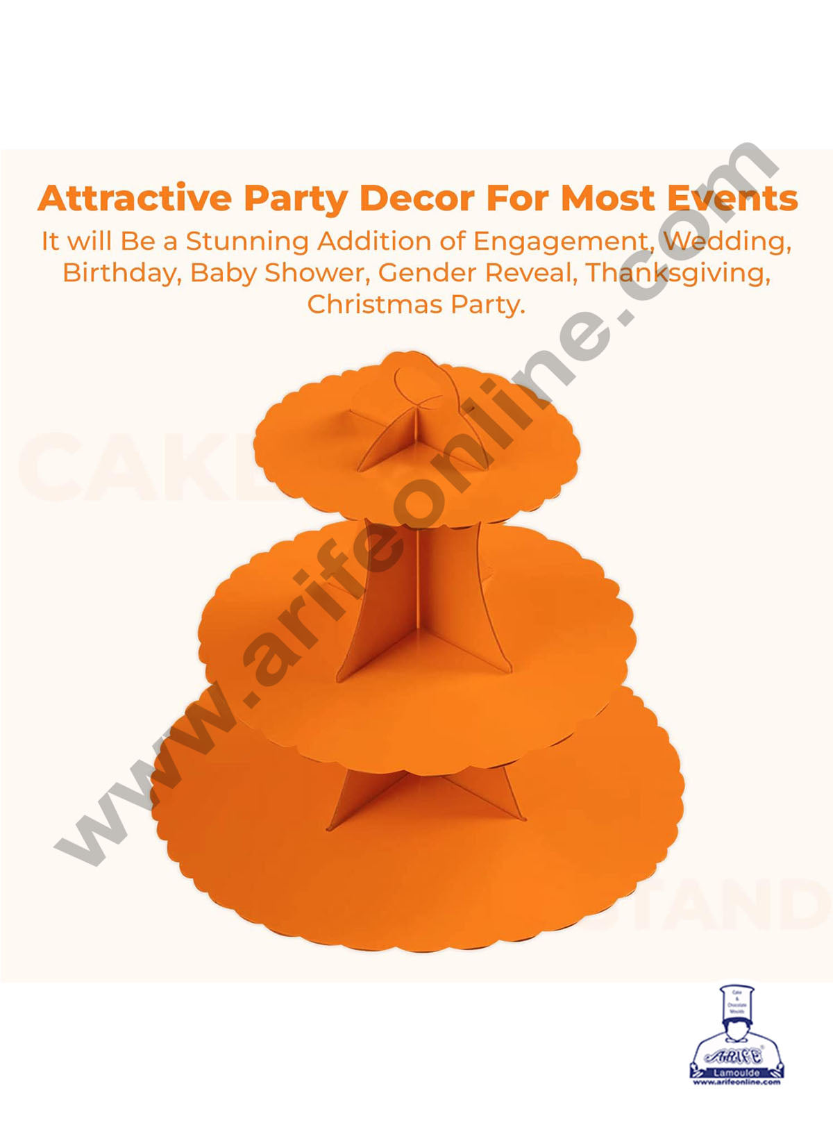 Cake Decor™ 3-Tier Lace Edge Cardboard Cupcake Stand Holder - Heavy