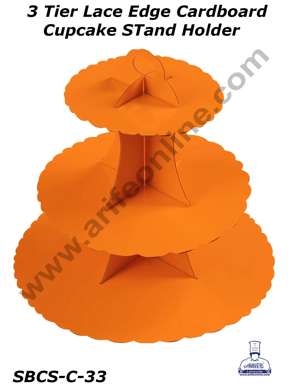 Cake Decor™ 3-Tier Lace Edge Cardboard Cupcake Stand Holder - Heavy