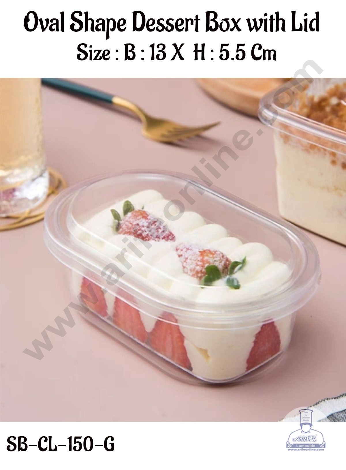 PVC OVAL DESSERT BOX WITH LID 13X55 SB-CL-150G (SB-W150)