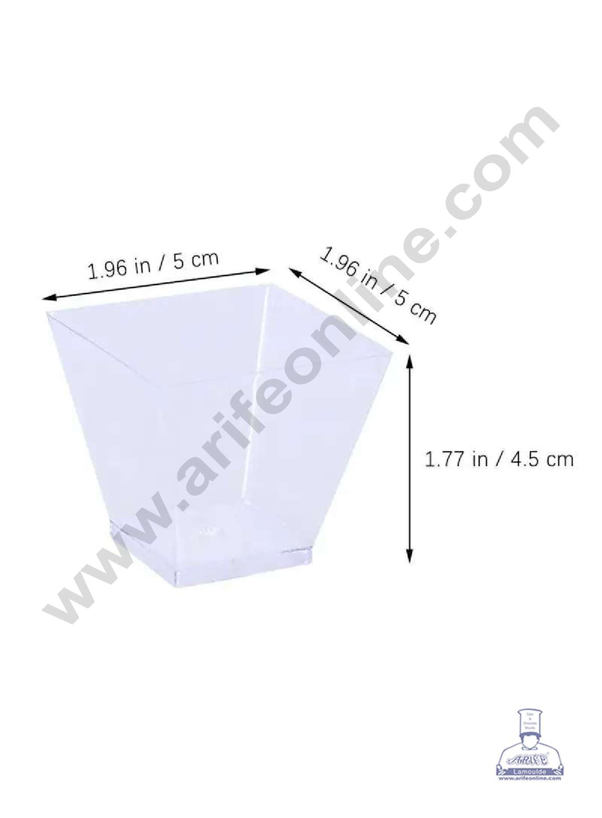 Mini Transparent Acrylic Square Shape Mousse Cup Without Lid | Pudding Cup | Parfait Cup 60ML (PS-4 ) (MOQ 500 PCS) (F)