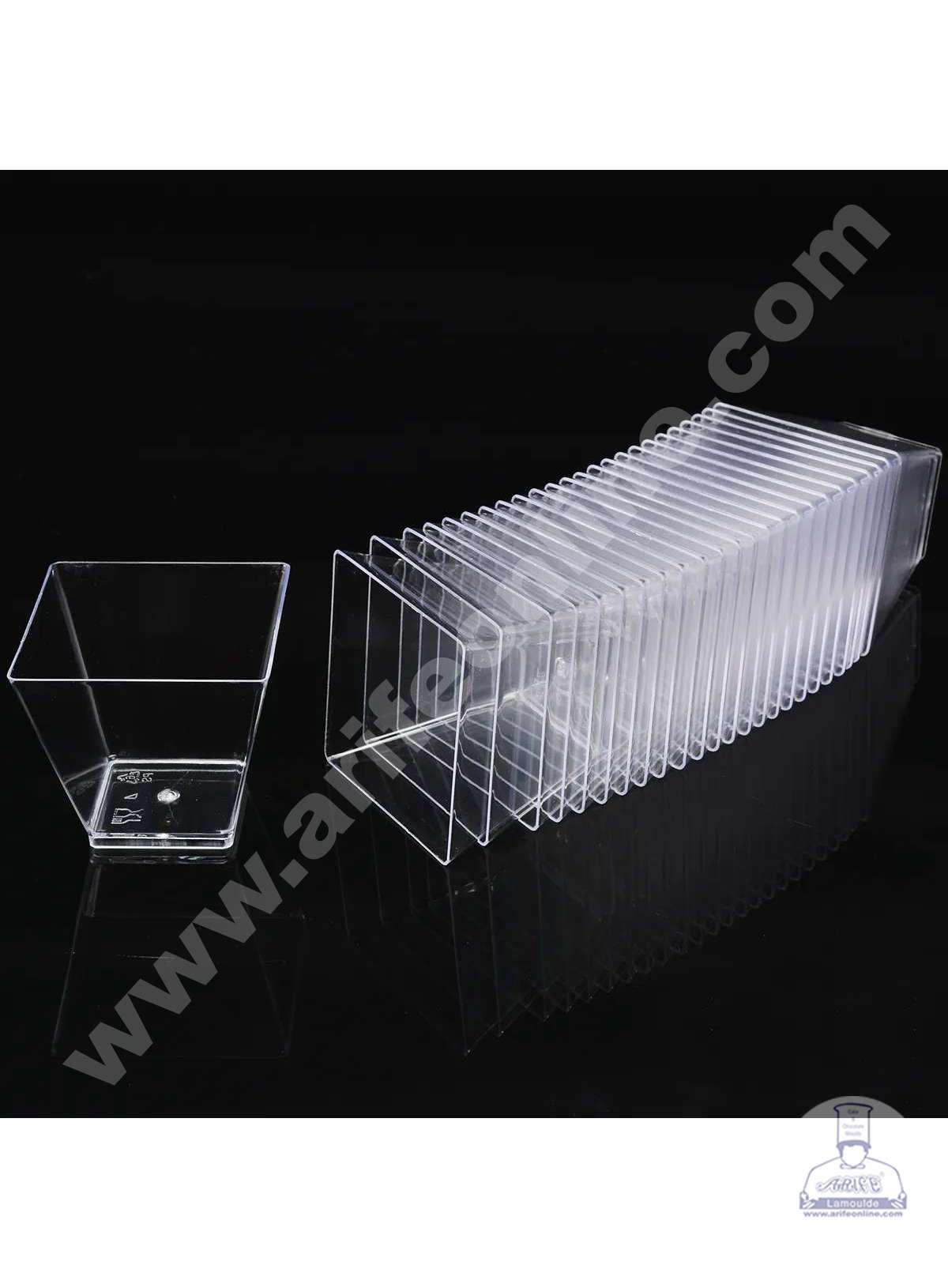 Mini Transparent Acrylic Square Shape Mousse Cup Without Lid | Pudding Cup | Parfait Cup 60ML (PS-4 ) (MOQ 500 PCS) (F)