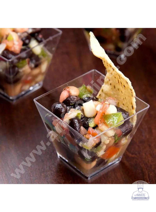 Mini Transparent Acrylic Square Shape Mousse Cup Without Lid | Pudding Cup | Parfait Cup 60ML (PS-4 ) (MOQ 500 PCS) (F)