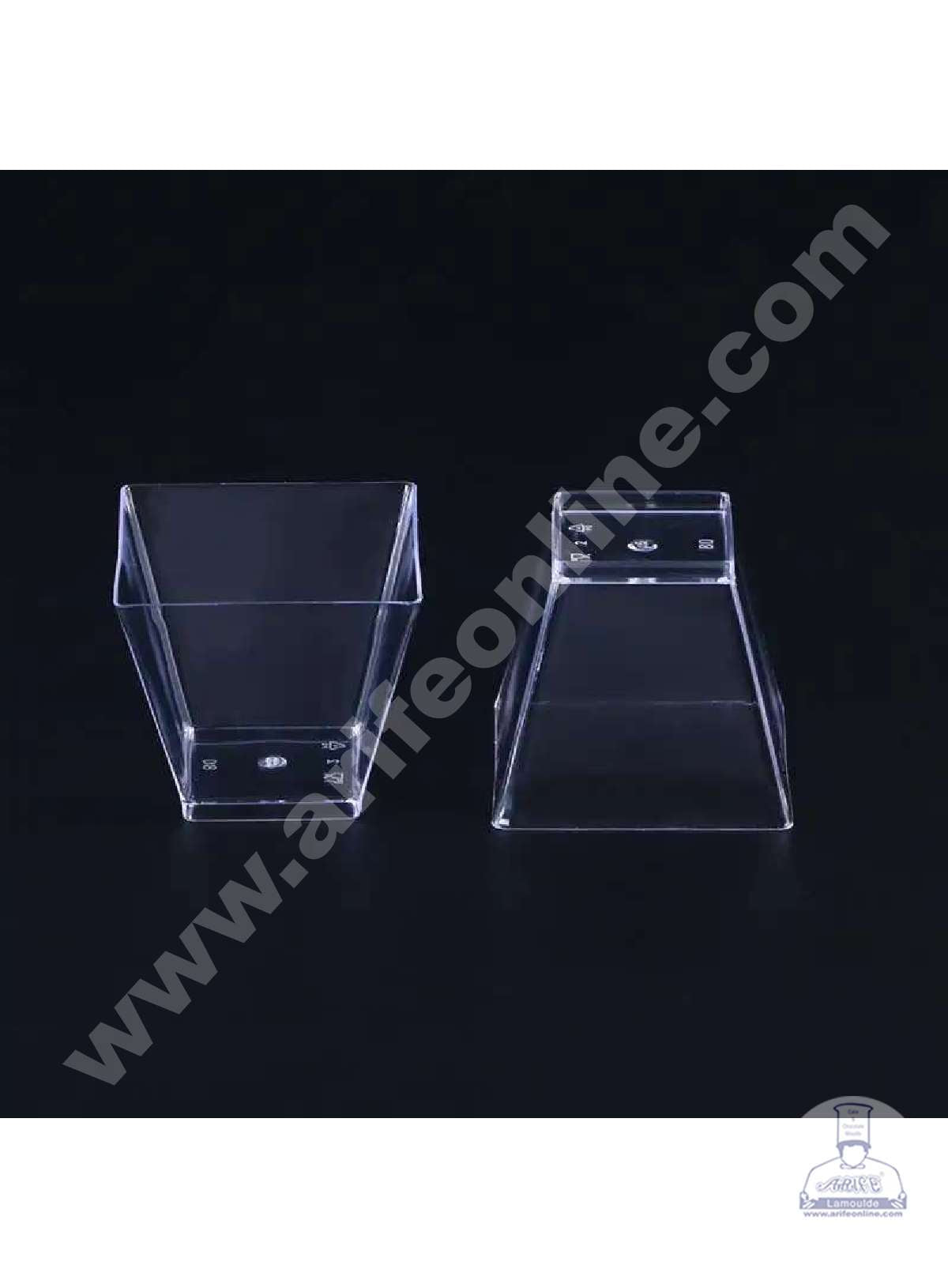 Mini Transparent Acrylic Square Shape Mousse Cup Without Lid | Pudding Cup | Parfait Cup 60ML (PS-4 ) (MOQ 500 PCS) (F)