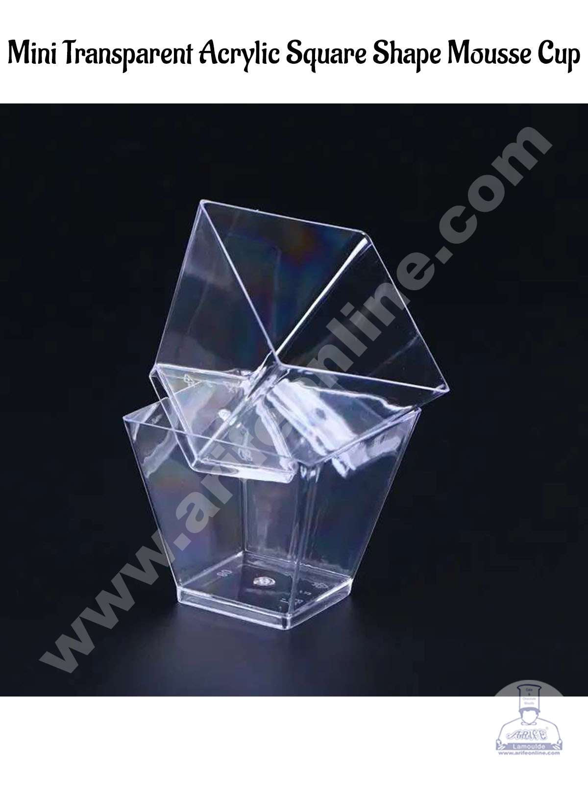 Mini Transparent Acrylic Square Shape Mousse Cup Without Lid | Pudding Cup | Parfait Cup 60ML (PS-4 ) (MOQ 500 PCS) (F)
