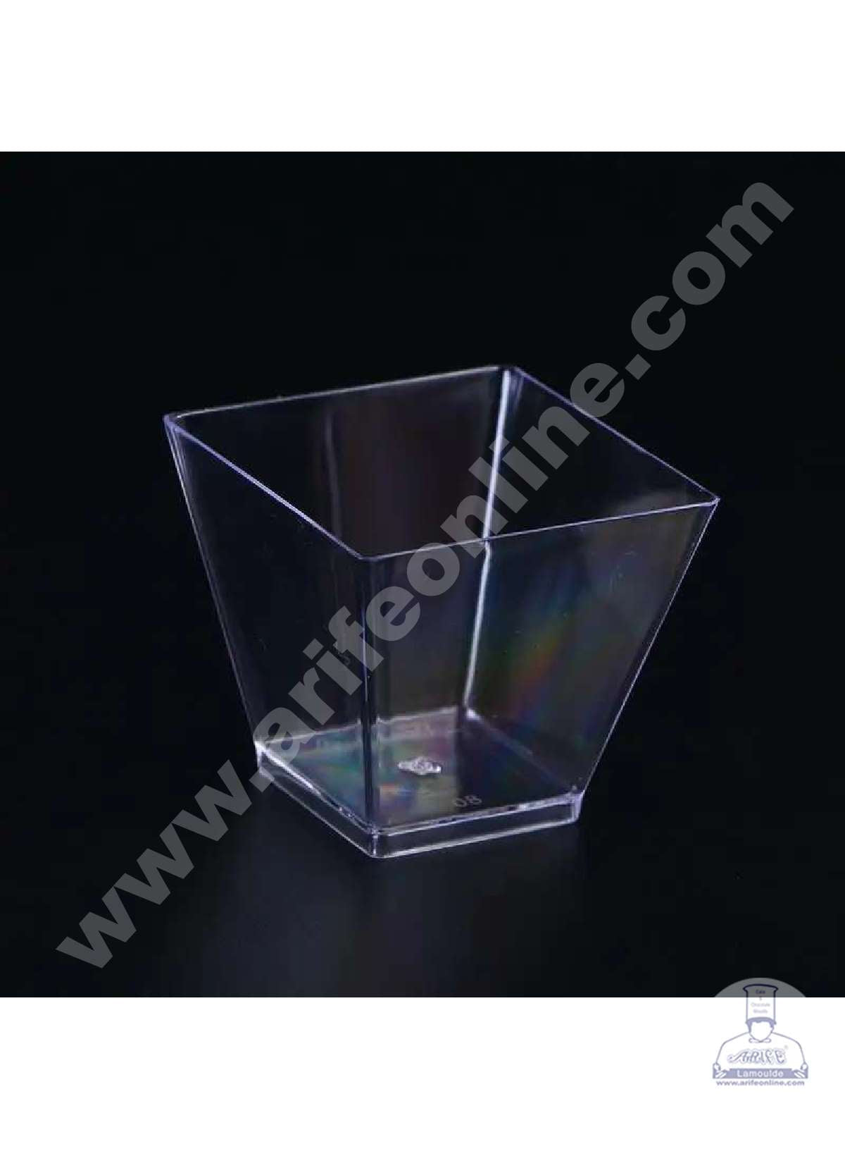 Mini Transparent Acrylic Square Shape Mousse Cup Without Lid | Pudding Cup | Parfait Cup 60ML (PS-4 ) (MOQ 500 PCS) (F)