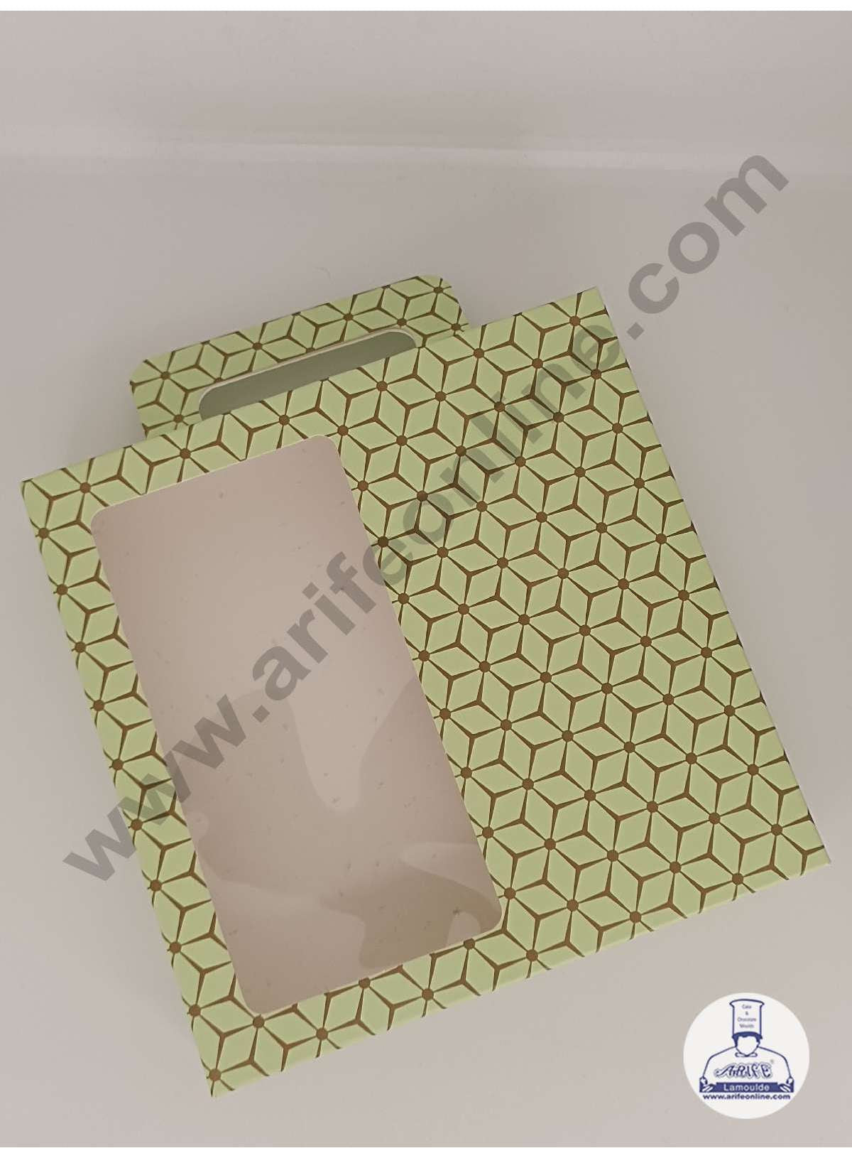 16 Cavity 3D Cube Print Chocolate Box with Cavity, Clear Window & Handle ( 10 Piece Pack ) - Pastel Green (MOQ 12 PACK) (RDD)