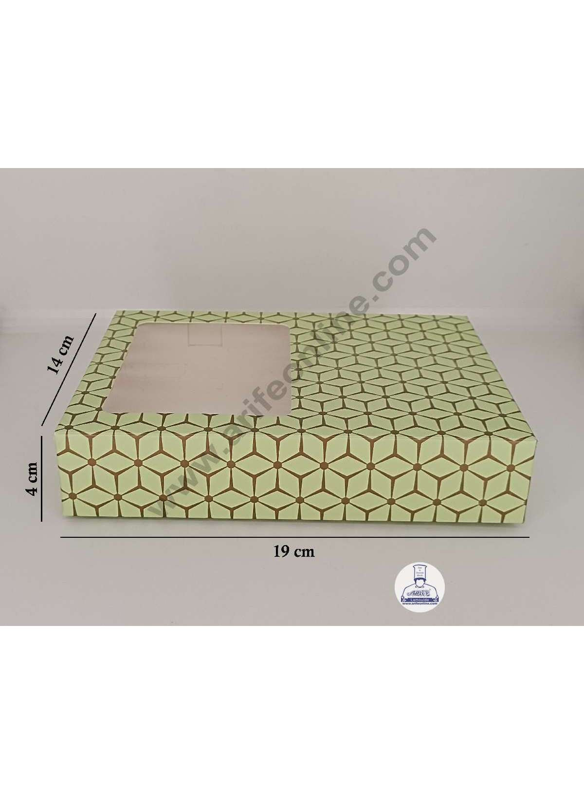 12 Cavity 3D Cube Print Chocolate Box with Cavity, Clear Window & Handle ( 10 Piece Pack ) - Pastel Green (MOQ 12 PACK) (AED)