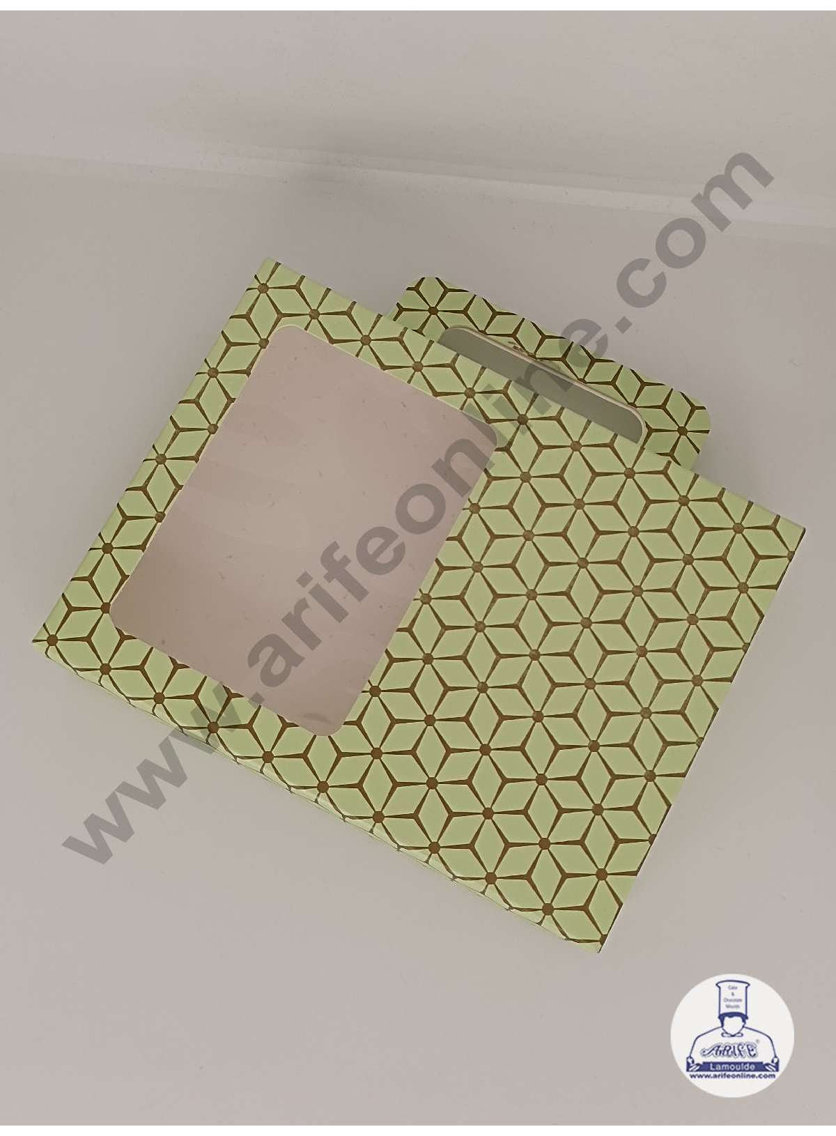 12 Cavity 3D Cube Print Chocolate Box with Cavity, Clear Window & Handle ( 10 Piece Pack ) - Pastel Green (MOQ 12 PACK) (AED)