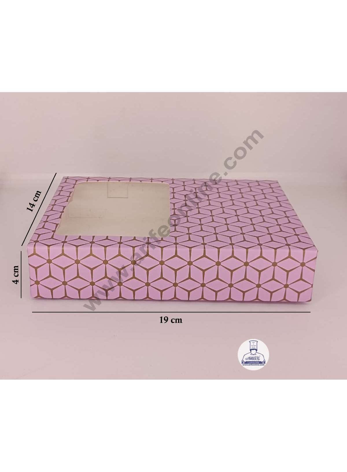 12 Cavity 3D Cube Print Chocolate Box with Cavity, Clear Window & Handle ( 10 Piece Pack ) - Pastel Purple (MOQ 12 PACK) (AED)