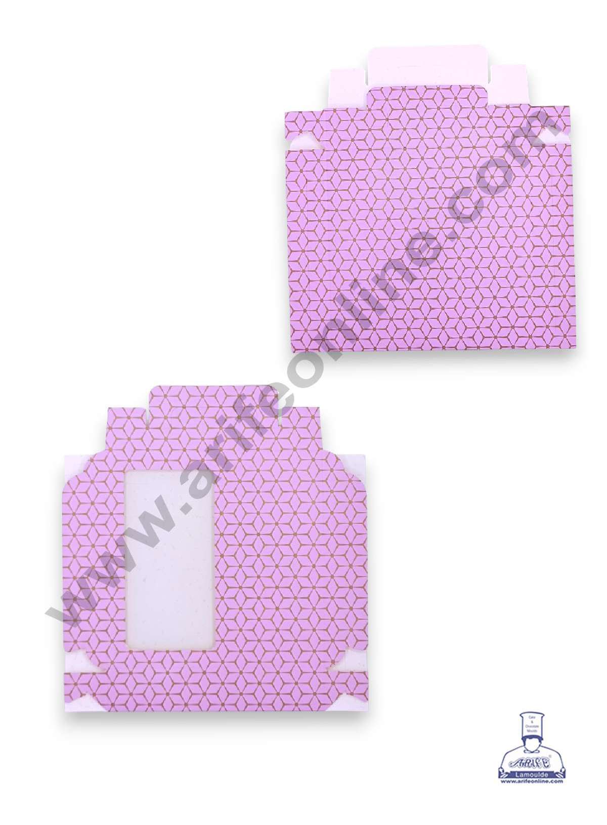 16 Cavity 3D Cube Print Chocolate Box with Cavity, Clear Window & Handle ( 10 Piece Pack ) - Pastel Purple (MOQ 12 PACK) (RDD)