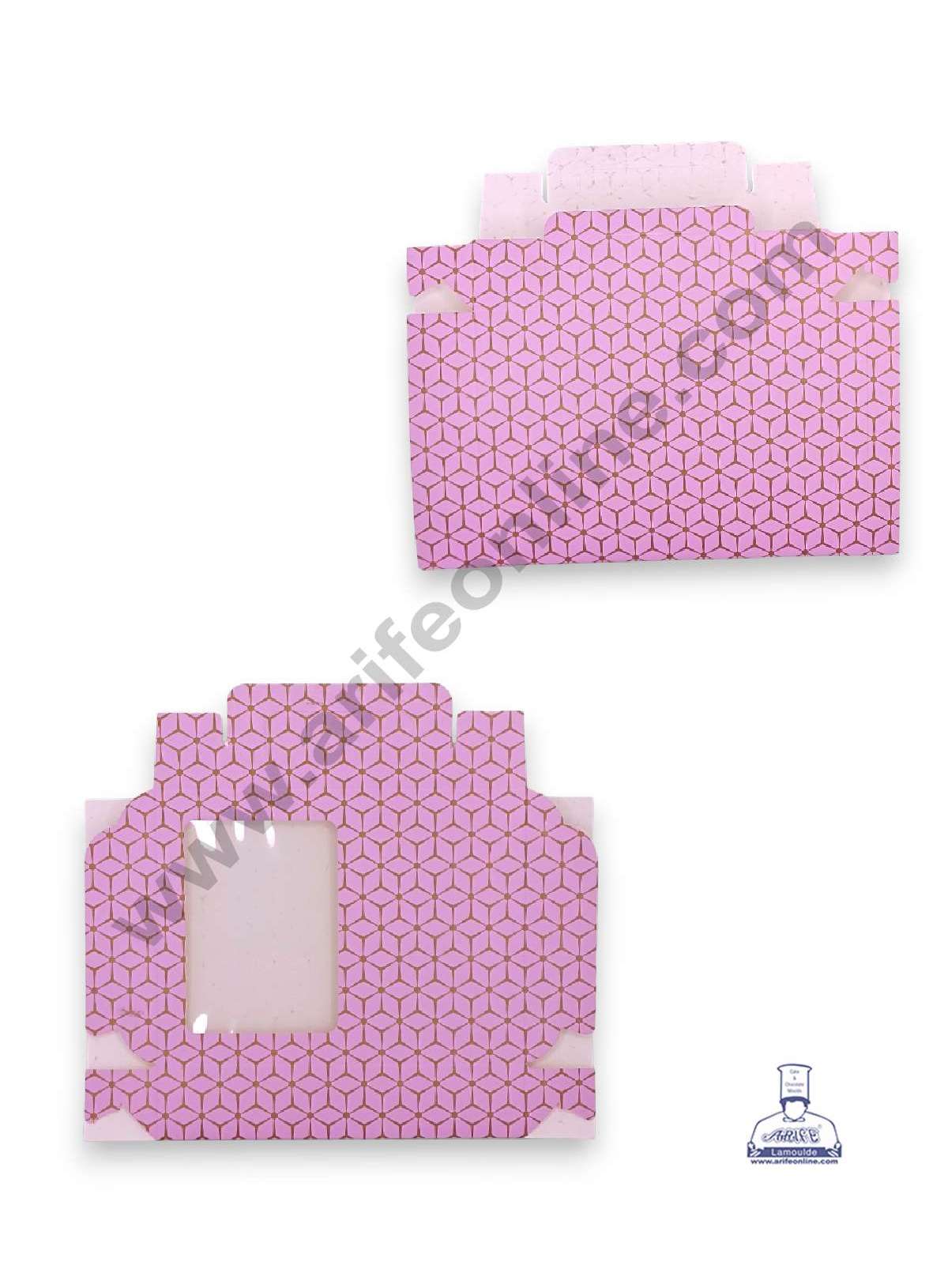 12 Cavity 3D Cube Print Chocolate Box with Cavity, Clear Window & Handle ( 10 Piece Pack ) - Pastel Purple (MOQ 12 PACK) (AED)
