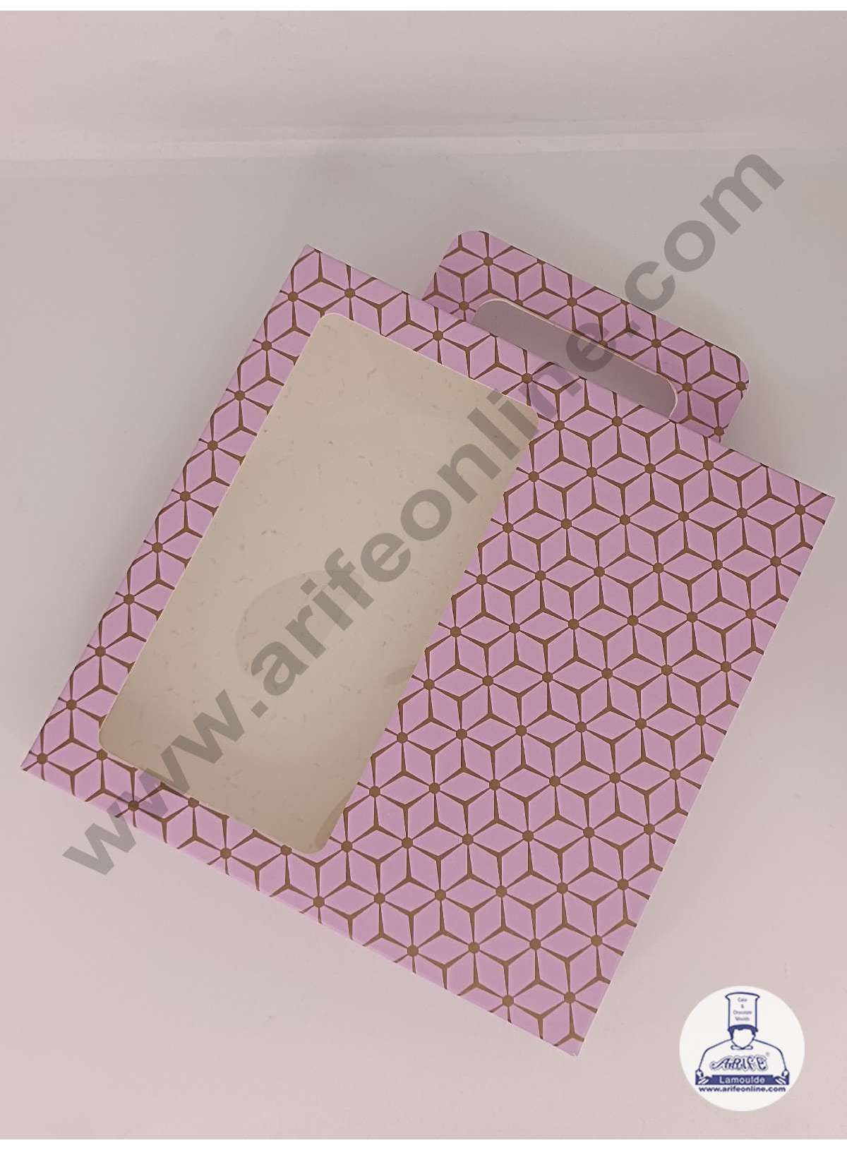 16 Cavity 3D Cube Print Chocolate Box with Cavity, Clear Window & Handle ( 10 Piece Pack ) - Pastel Purple (MOQ 12 PACK) (RDD)