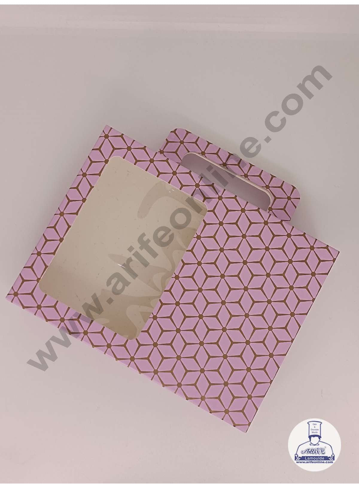 12 Cavity 3D Cube Print Chocolate Box with Cavity, Clear Window & Handle ( 10 Piece Pack ) - Pastel Purple (MOQ 12 PACK) (AED)
