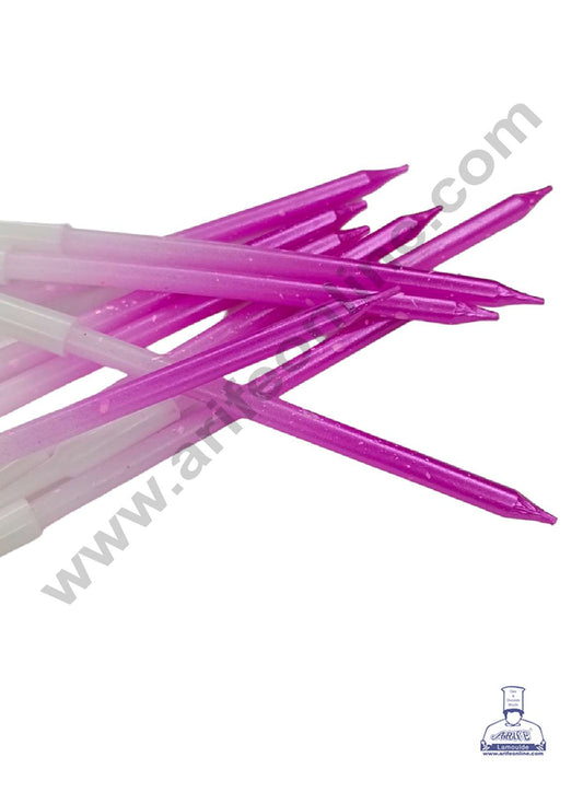 Pink & White Ombre with White Splash Candles with Stand for Cake and Cupcake Decorations (Set of 10 Pcs) (MOQ 12 SET)