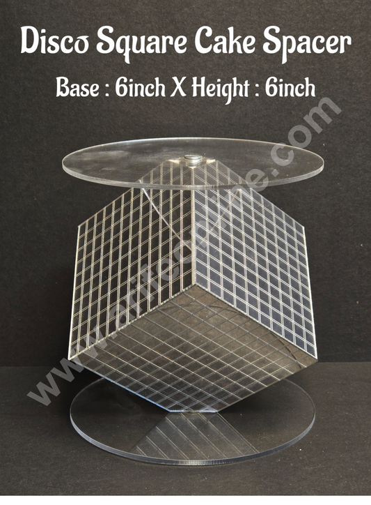 Disco Square Cake Spacer For Cake and Cupcake Decoration - Base 6 inch X Height 6 inch (MOQ 12 PCS)