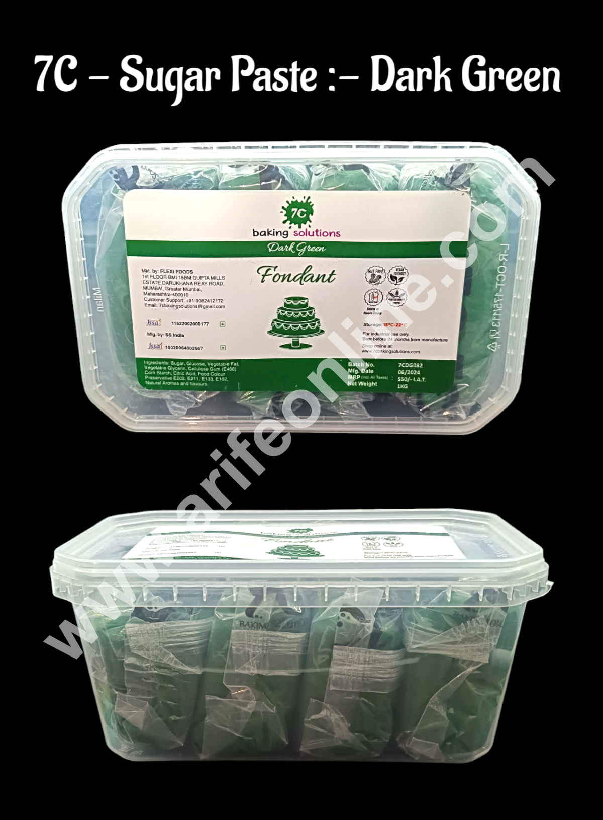 7C Fondant - Dark Green (1 KG)  (MOQ 12 PCS) (RFE)