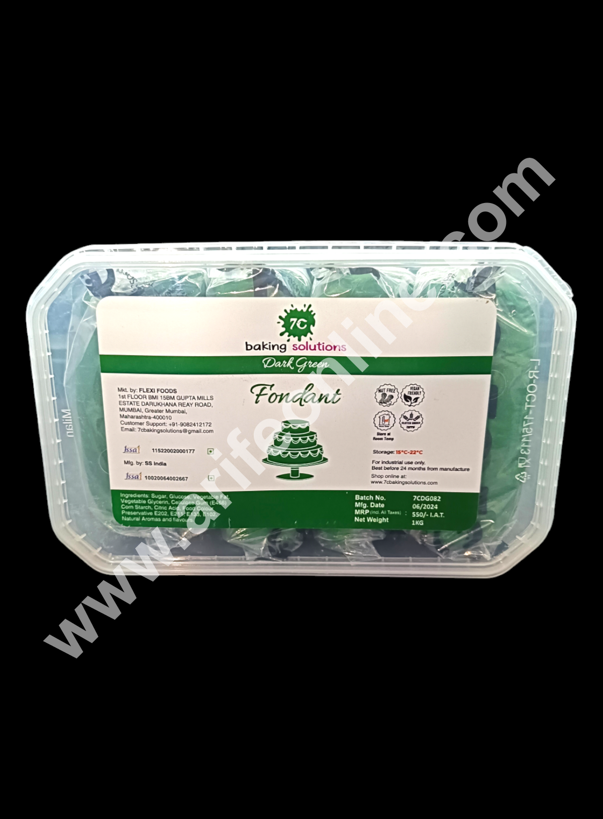 7C Fondant - Dark Green (1 KG)  (MOQ 12 PCS) (RFE)