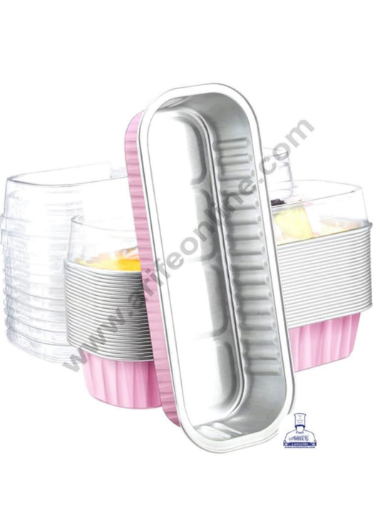 Rectangle  Aluminium Tin Foil Bake & Serve Cup with Lid | Aluminium Containers | Non-Stick Foil Baking container - Pink -  2000 Pcs per cartoon (MOQ 1 CRTN)(L)