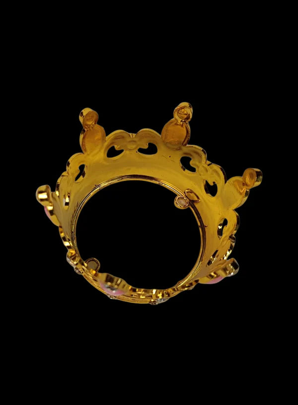 Royal Gold Plastic Crown with Pink Jewels Cake Topper ( SBMT-CR-ND-54-2-Pink) (MOQ 12 PCS)  (OD)