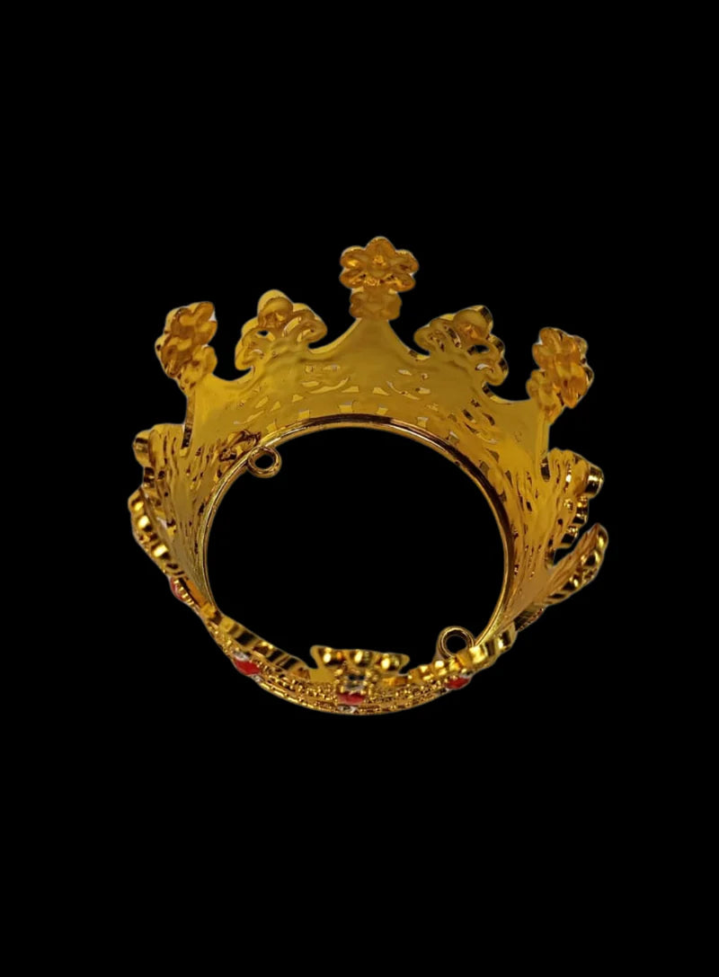 Golden Plastic Crown with Red Crystals Cake Topper (SBMT-CR-ND-54-3-R) (MOQ 12 PCS) (OD)