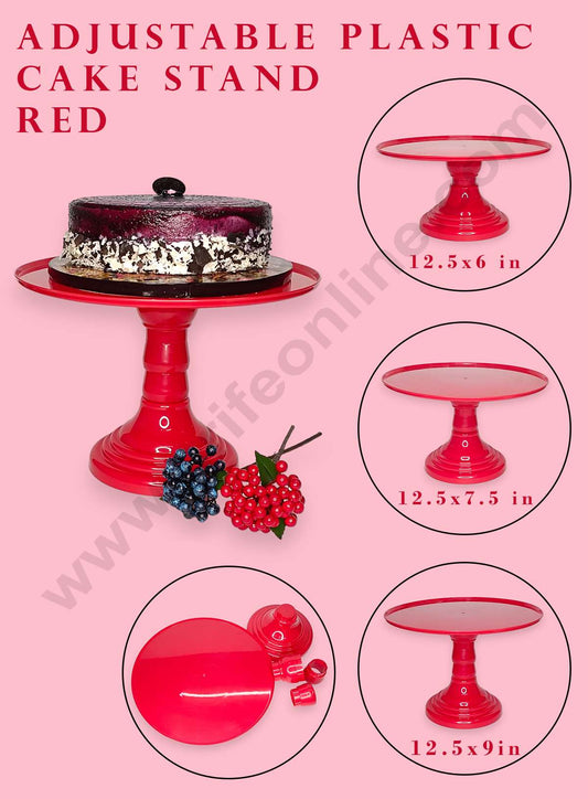 Adjustable Plastic Cake Stand | Cupcake Stand | Display Stand - Red (MOQ 12 PCS)