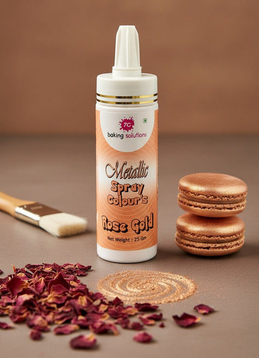 7C Edible Puff Colour Food Colour Powder Spray for Cakes Decoration -  Metallic Rose Gold ( 25 gm ) (MOQ 12 PCS) (ARL.8)