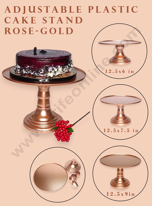 Adjustable Plastic Cake Stand | Cupcake Stand | Display Stand - Rose Gold (MOQ 12 PCS)