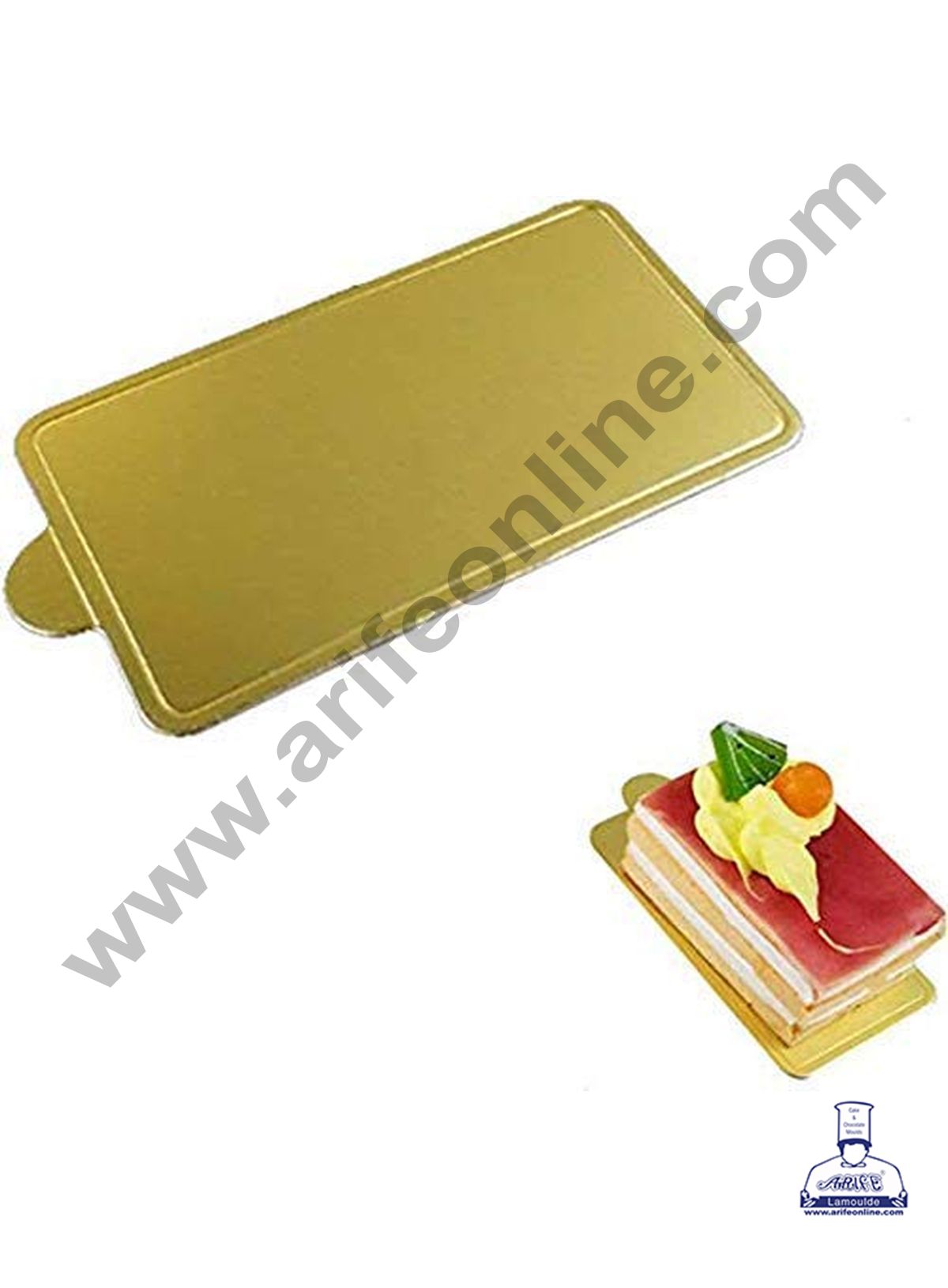 Cake Decor Rectangle Pastry Base Boards - Gold 100 Pcs Pack